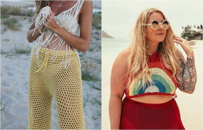 calça de crochê tendência moda praia 2023